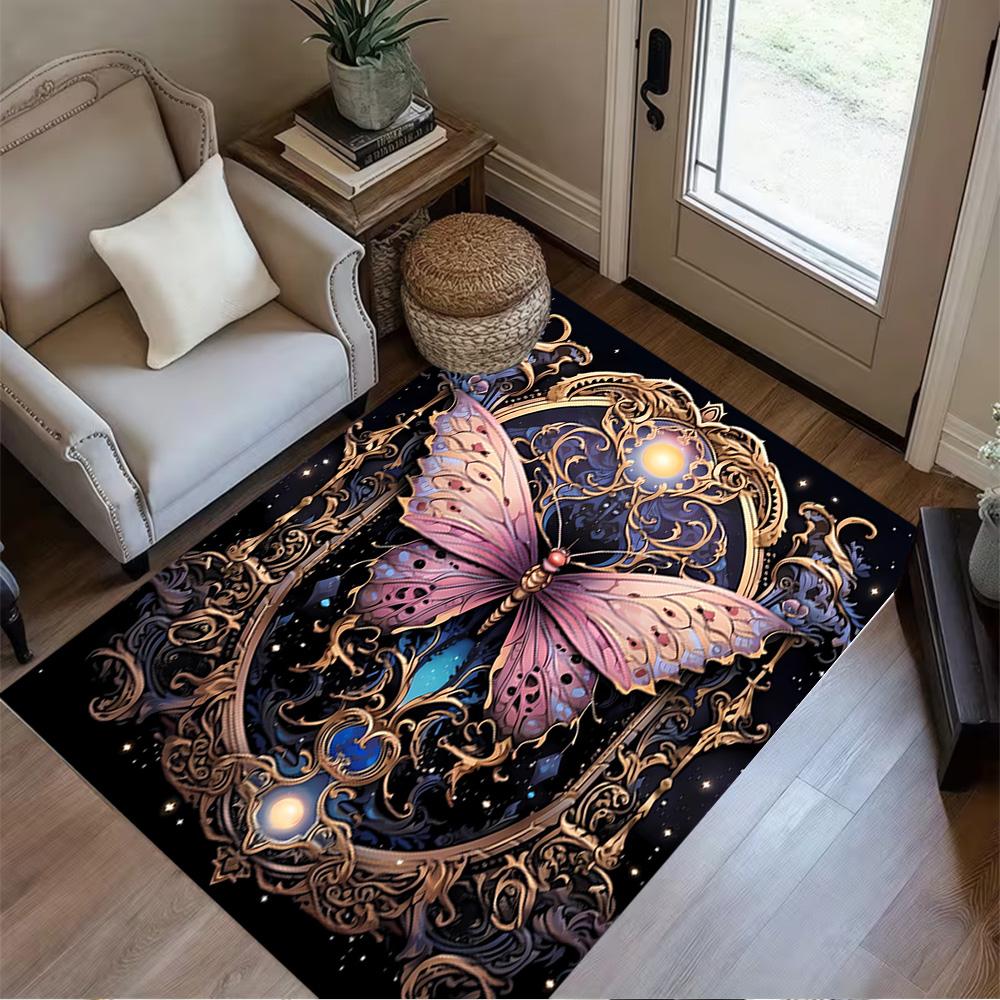 1pc Home Carpet Butterfly Design Non Slip Office Decor Gift Living Room Bedroom