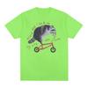 Funny Raccoon On Bicycle Meme T Shirts Men Women's Casual Vintage Cartoon T Shirt Summer Cotton Humor Short Sleeve T-shirts Tops