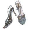 Summer 2025 New Sandals Round Head Rhinestone High Heel Stiletto with Sexy Silver French Open-toed Women's Shoes
