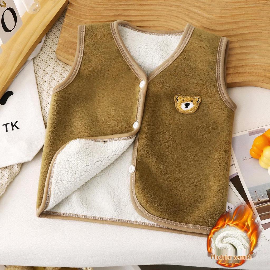 Warme Fleece-Babyweste: Verdickte Schulterumhang & Vielseitige Strickjacke für Kleinkinder