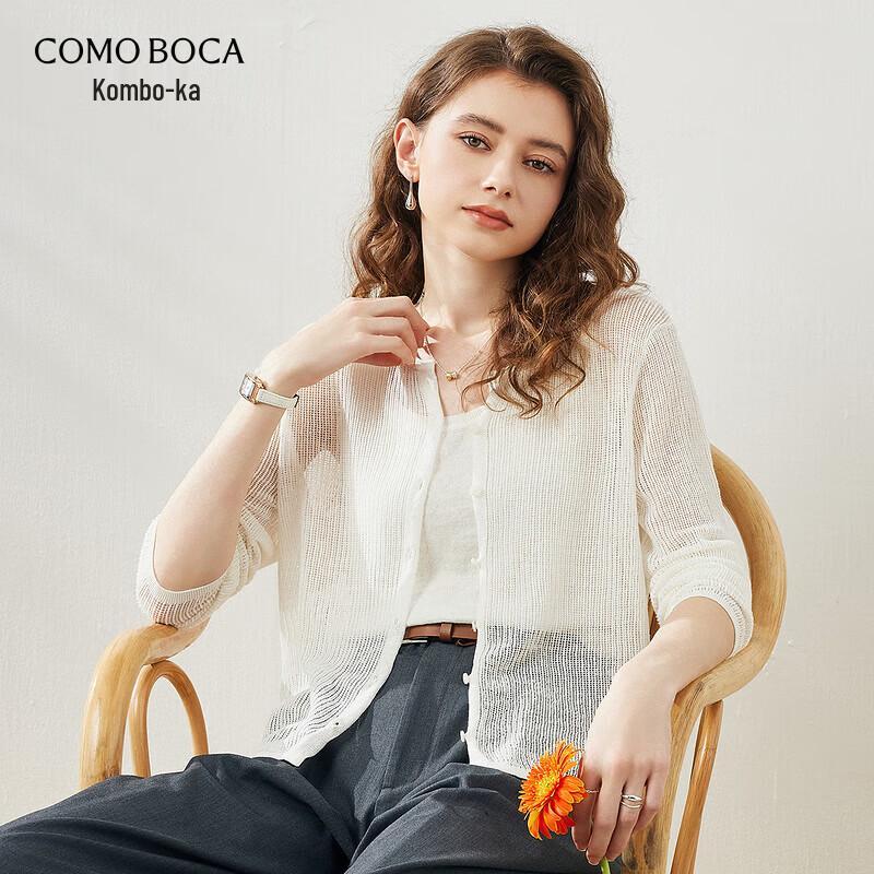 Women s Hollow Knit Linen Blend Cardigan L