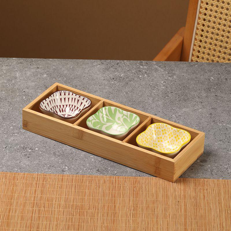Bamboo Nine-Compartment Snack Tray for Dried Fruits and Hot Pot Side Dishes