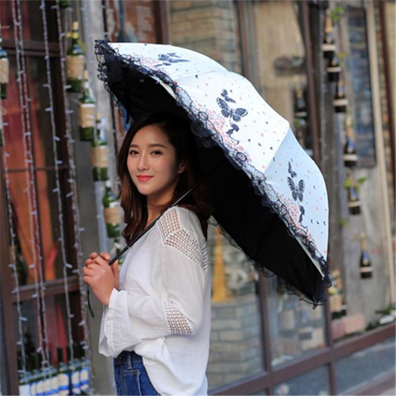 Fashion Folding Rain Umbrella Women Windproof Sunshade Parasol Girls Anti-UV Waterproof Umbrellas Portable Travel Men Sombrilla