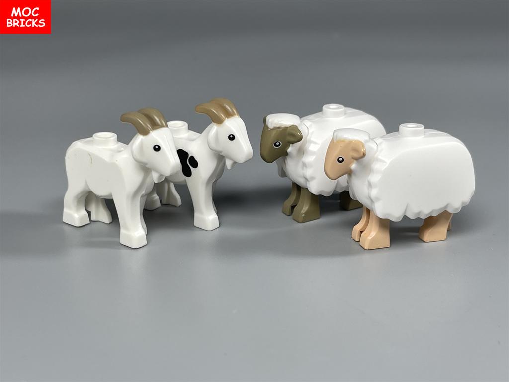 MOC Bricks Cute Sheep Goat Shed Sheepfold Animal DIY Farm Grassland View Building Blocks Accessories Children's Toys Gifts