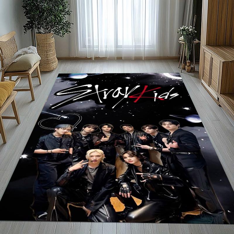 HD Stray Kids Kpop Star Living Room Non-Slip Area Rug Soft Carpet for Bedroom Kids Playroom Sofa,Home Decor Doormat Gift