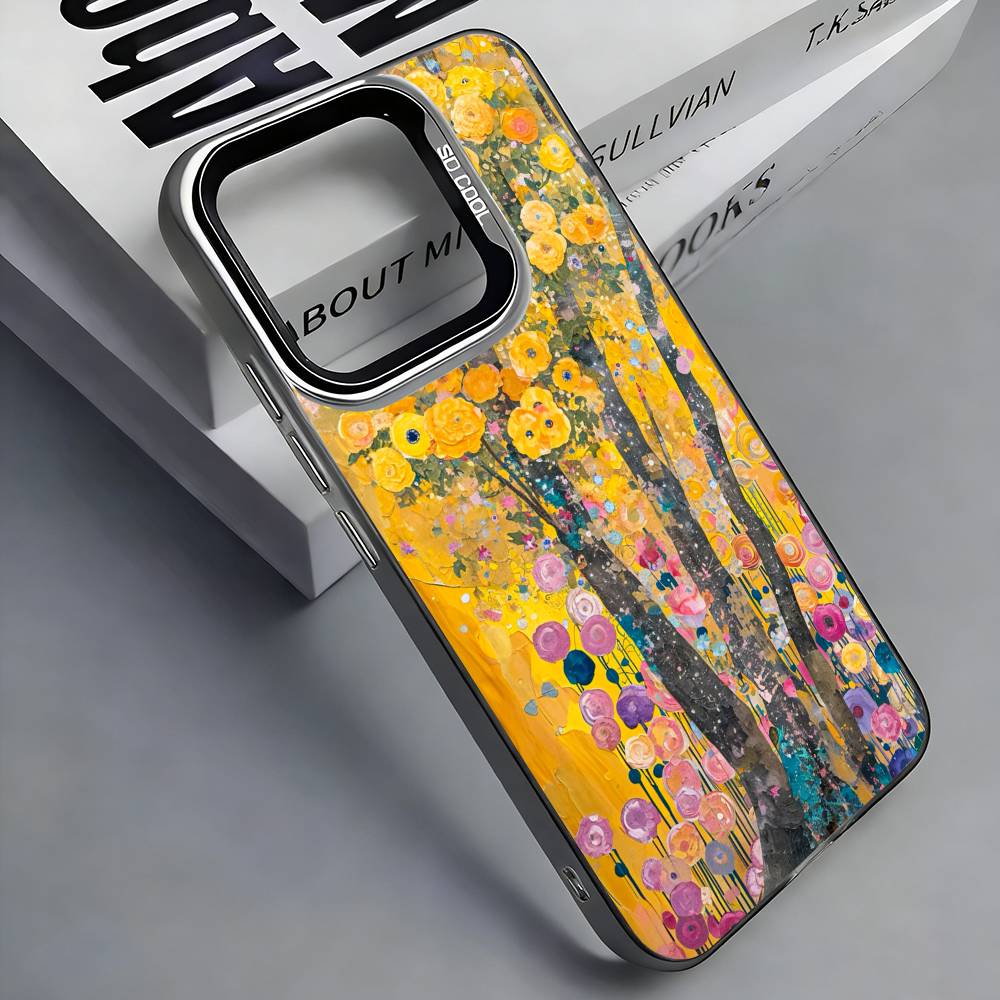 Colorful Silver Back Phone Case G-Gustav K-Klimt 'The Kiss' Painting Compatible with iPhone 17 16 15 14 13 12 11 plus pro Max