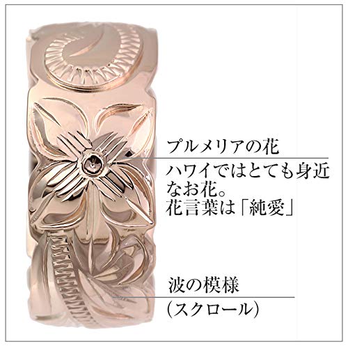 Hawaiian Jewelry Ring Pink Gold Color 8mm Wave Plumeria Cutout Jewelry [LocoMocoAloha] [Genuine Product]