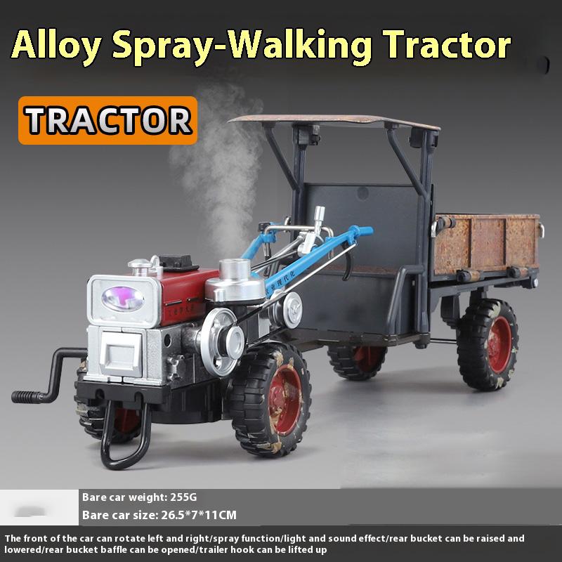Spary 1/24 Walking Tractor Alloy Diecast Agricultural Tractor Model Sound Light Toy Retro Collection Ornaments Gift for Friends
