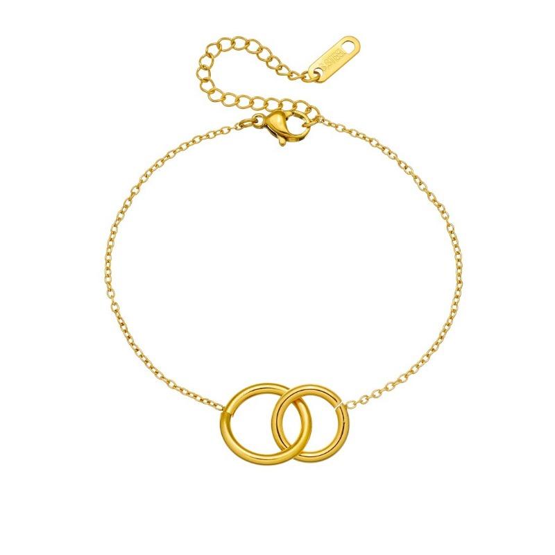 Gold Interlocking Circle Bracelet for Women