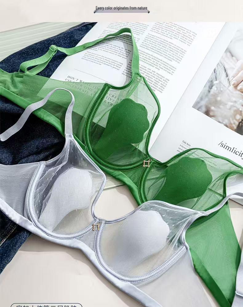Breathable Bunny Ear Mesh Underwire Bra - Minimizing, Anti-Nipple Show, Soft, Thin Style for Large Bust Women.