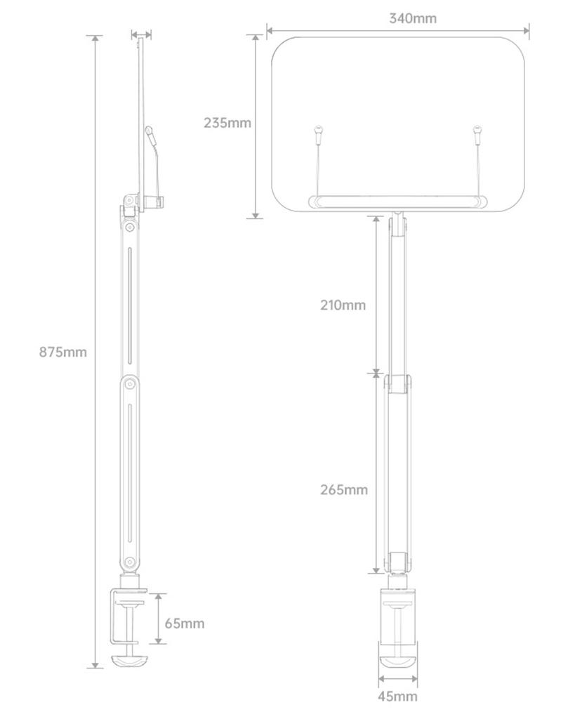 Lesen Laptop Aluminium Buch Tablet Haltung Höhe für Home-Office Arbeit und Schreibtisch Buchständer, Ständer, Klemmständer, 360-Grad-Drehung, faltbar,