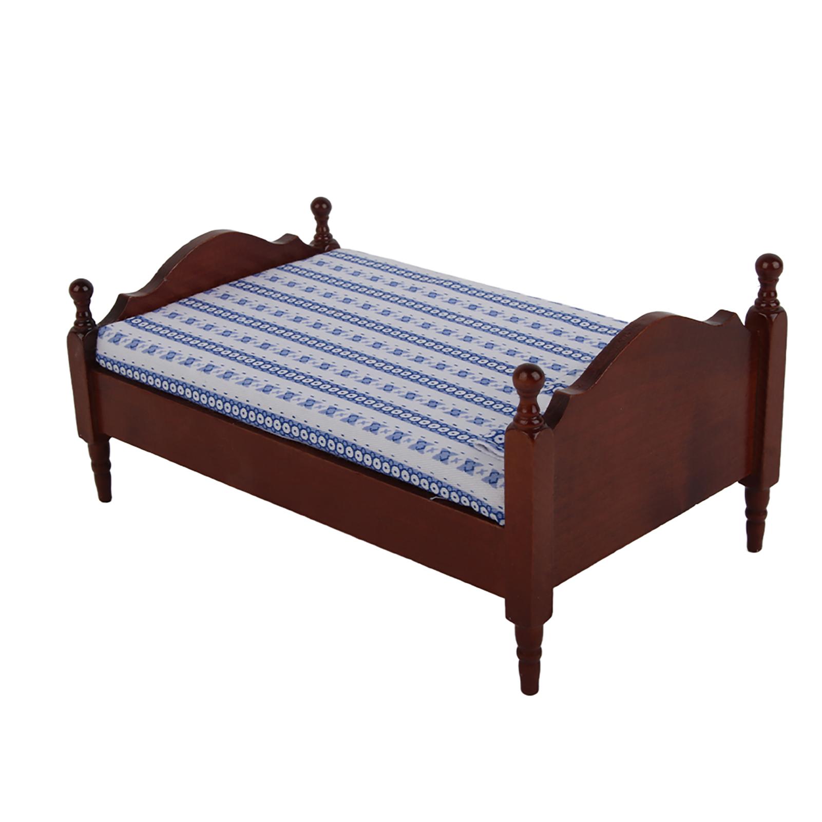

1:12 Wood Small Bed Model in Redwood Color ature Furniture
