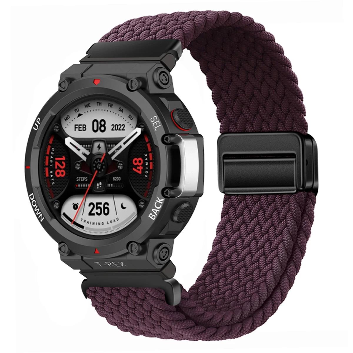 

Плетеный ремешок Solo Loop для смарт-часов Huami Amazfit T-Rex 3, нейлоновые эластичные ремешки для Huami Amazfit T-Rex 3 Correa For Amazfit T-Rex 3 вино красного