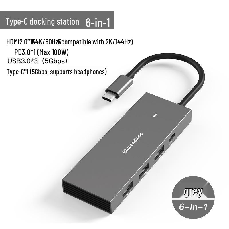 4K60Hz Type-C Docking Station with Gigabit Ethernet, USB 3.0 Hub, and Multi-functional Computer Expansion Dock