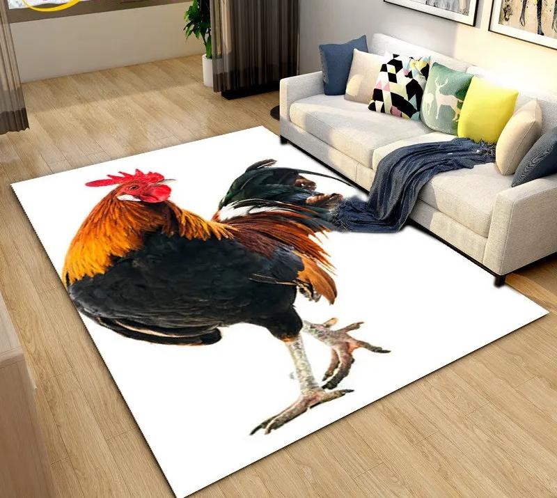 3D Rooster and Hen Chicken Carpet Bedroom Full Cover Living Room Rug Resistant To Dirt Easy To Maintain Soft Kitchen Decor Mat