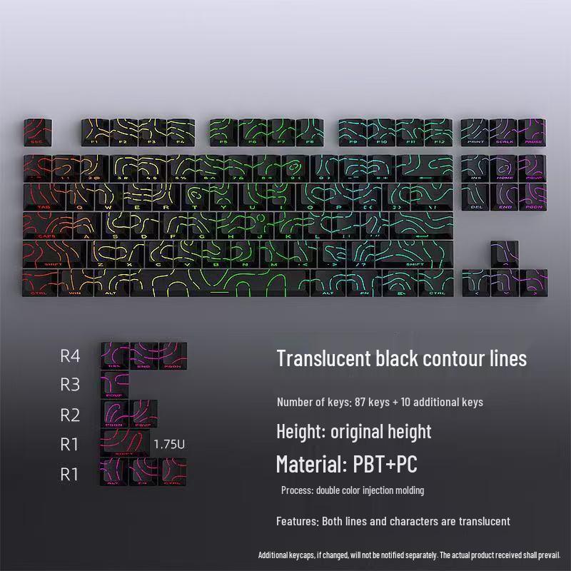 Contour PBT Translucent Side-Printed Mechanical Keyboard Keycaps with Magnetic Switch, Original Height, Two-Color Full Set (130/97)