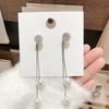 New Long Tassel Earrings Temperament Women Dangle Earrings Simulated Pearl Pendants Drop Earrings Engagement Ear Zircon