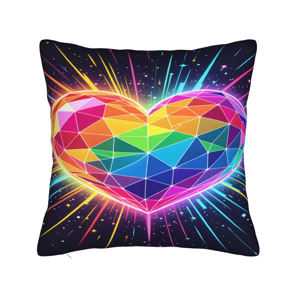 Colorful Heart Pillow Case Comfy Pillow Cover For Couch Sofa Bedroom Kawaii Cushion Cover