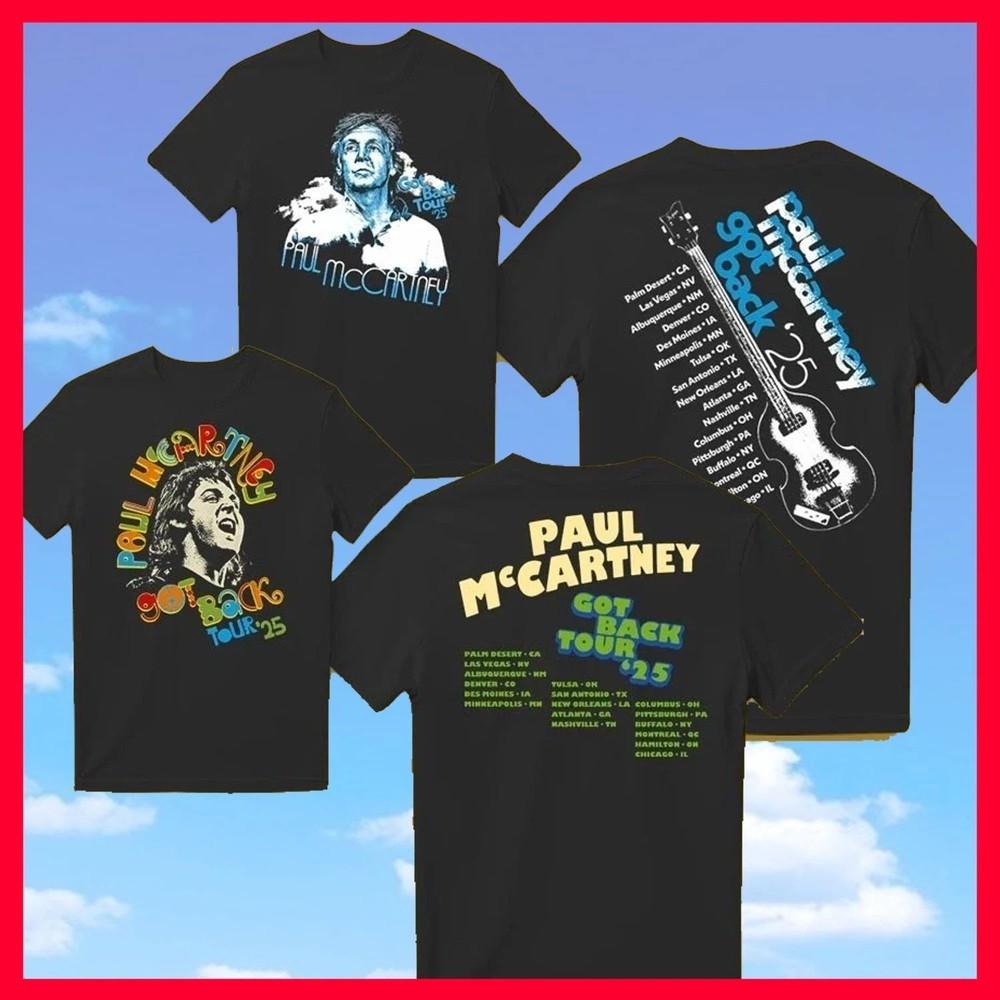 New Hot Paul McCartney Got Back Tour 2025 North America T shirt Reprint Unisex T-Shirt XXL