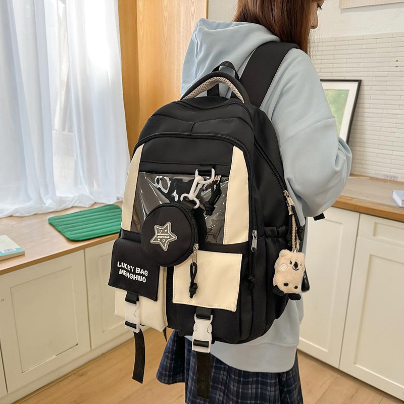 College style color matching large-capacity student schoolbag junior high school student Korean version casual backpack