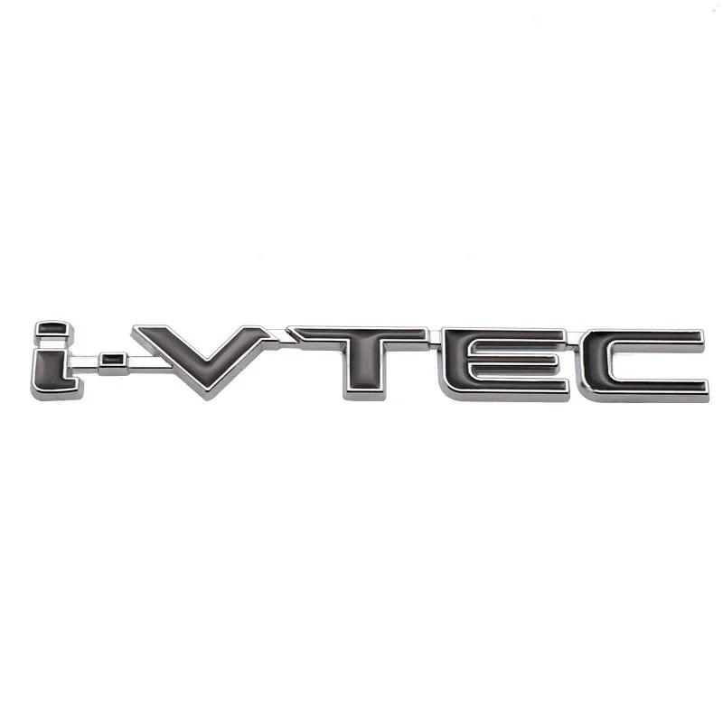 AAAMC1 3D Chrome Metal Car Letters Rear Trunk Badge Emblem IVTEC Logo I VTEC Sticker For Honda City Civic Accord Jazz CRV Accessories