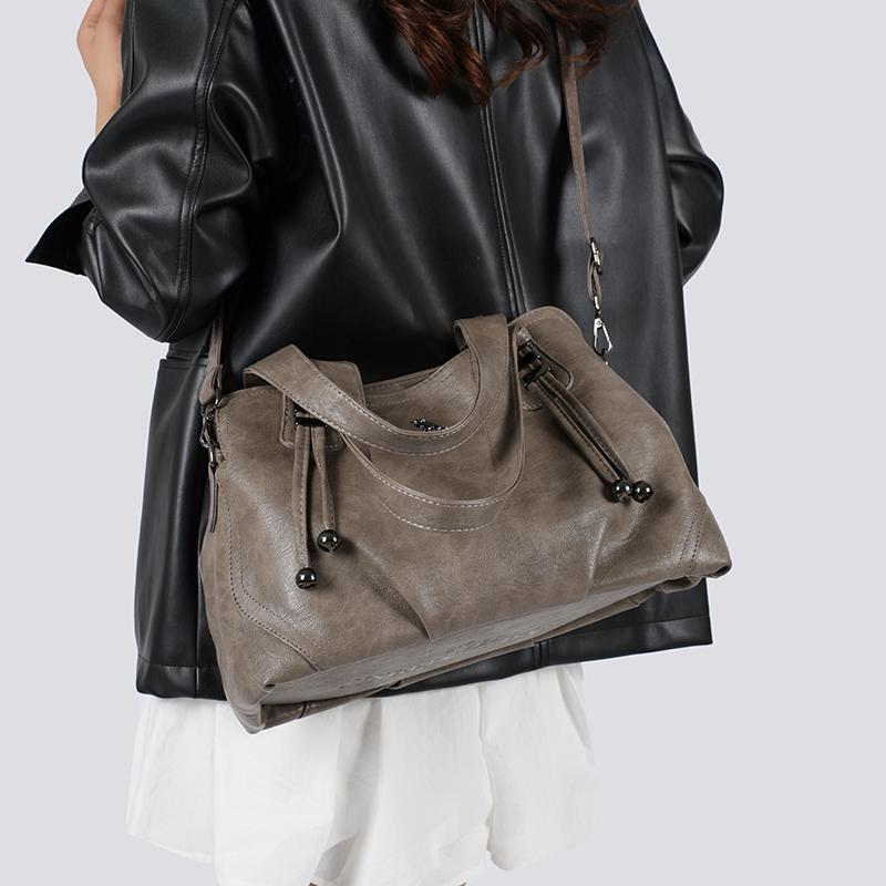 Women's Soft Leather Bag Solid Color Tote Bag Mother Bag Crossbody Bag