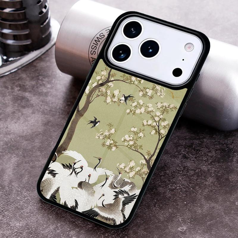 Art Crane Waves Phone Case For iPhone 17 16 15 14 13 12 11 Pro Max Plus 17Air Soft Silicone Cover
