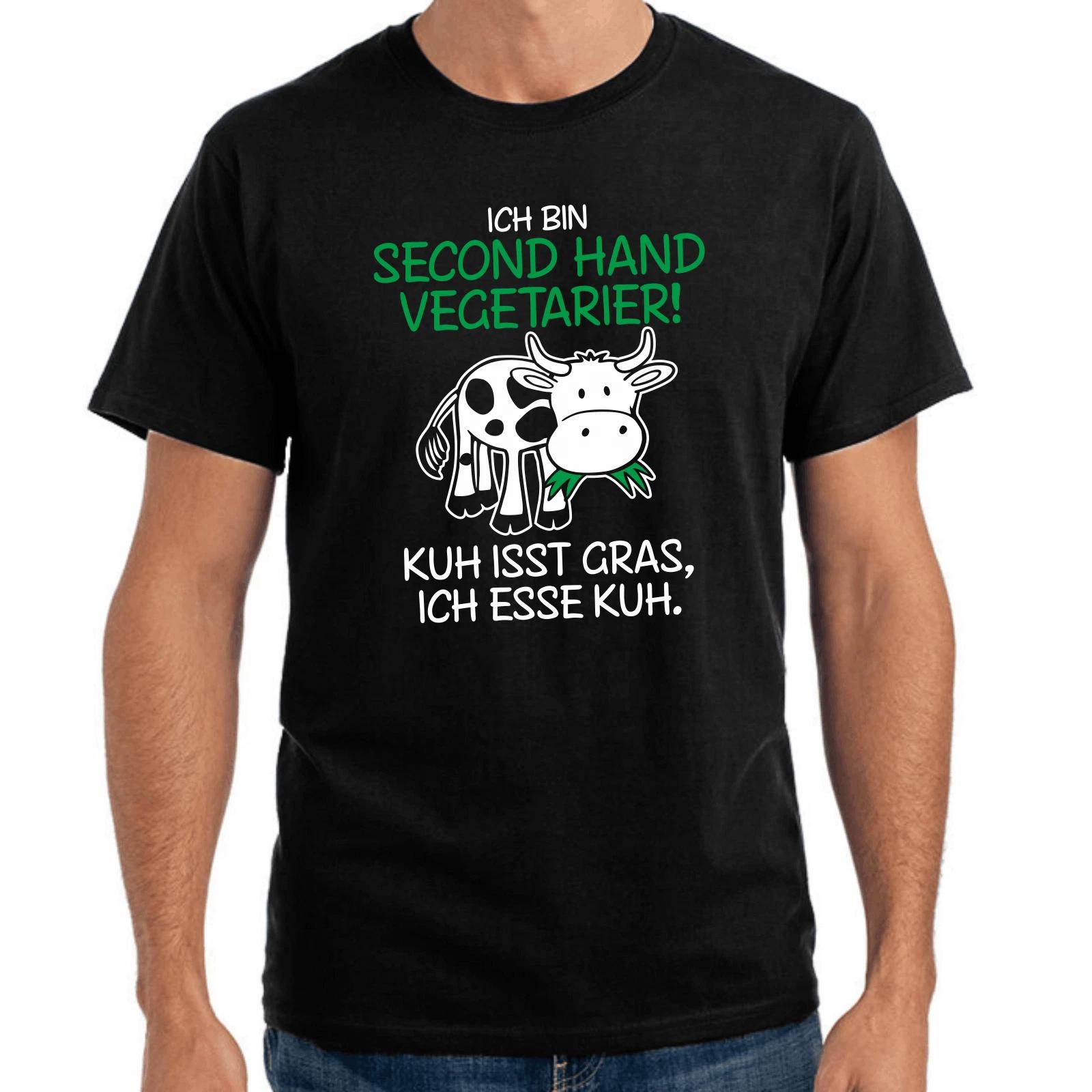 Men s and Women s T-shirts I Am Second Hand Vegetarian Cow Eats Grass I Eat Cow Sayings Fun XL