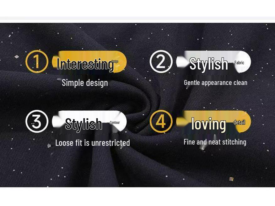 Heavyweight 320g Star Sequin Hoodie - Unisex, High-End, Rebellious, Round Neck for Autumn/Winter