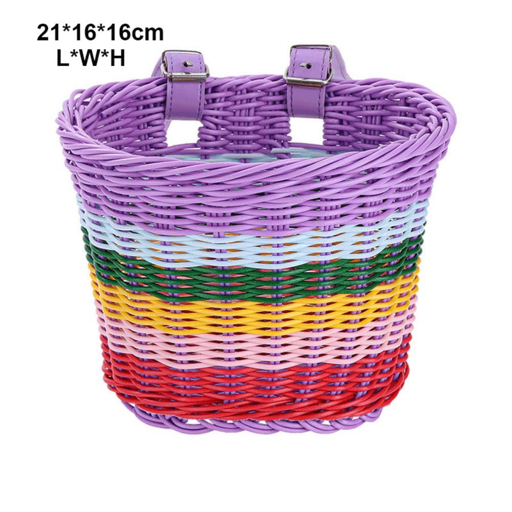 10 Colors Kids Bike Basket Rattan Wicker Retro Woven Bicycle Basket Bicycle Accessories