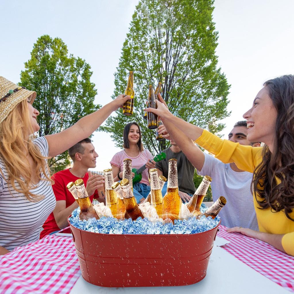 Galvanized Metal Ice Buckets, 4 Gallon Large Ice Buckets For Parties Wine Beverage Tub With Carry Handle For Home Beer Coolings