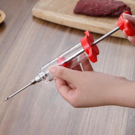 Flavor Needle with Stainless Steel Needle Food Grade Scale Design BBQ Meat Marinade Pork Steak Meat Sauce Injector Kitchen Tools