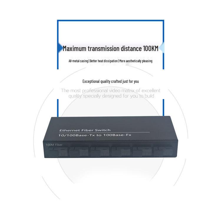 6-Port Optical & 2-Port Electrical 100 Megabit Switch with Single Fiber Transceiver for HD Camera Networking