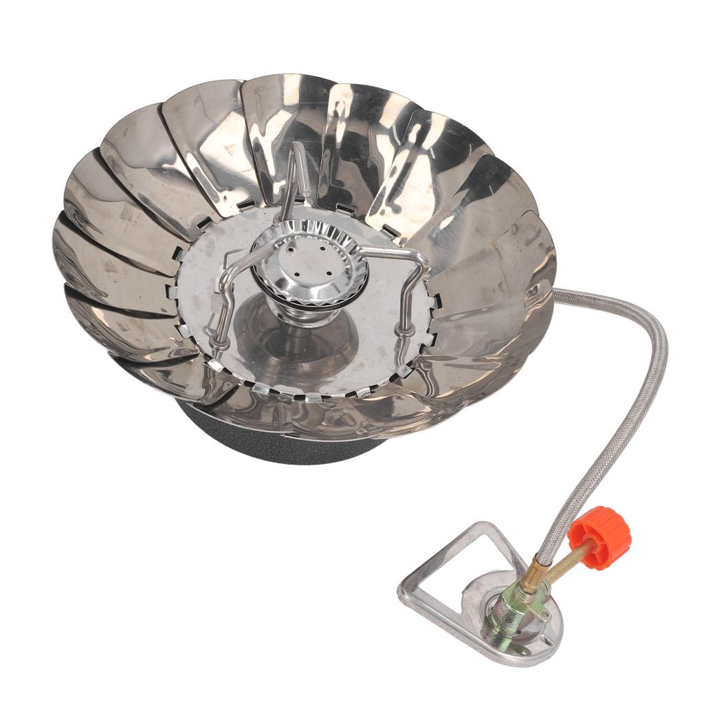 Camping Stove Folding Stable Support Wind Resistant High Efficiency Portable Gas Stove for Outdoor Hiking Black