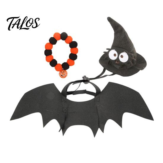 Łatwe do noszenia akcesoria dla zwierząt Halloweenowy Kostium Kota, Skrzydła Nietoperza, Zabawny Kapelusz Czarownicy, Filcowe Urocze Zwierzątka Dekoracje Imprezowe Świąteczny Strój dla Kotów Małych Psów,