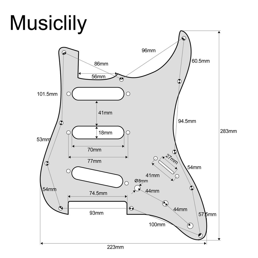 Musiclily Pro 1972 11-Hole Stratocaster Pickguards, Made In Japan for Fender Japan Strat Electric Guitars, White, 3-Piece Set