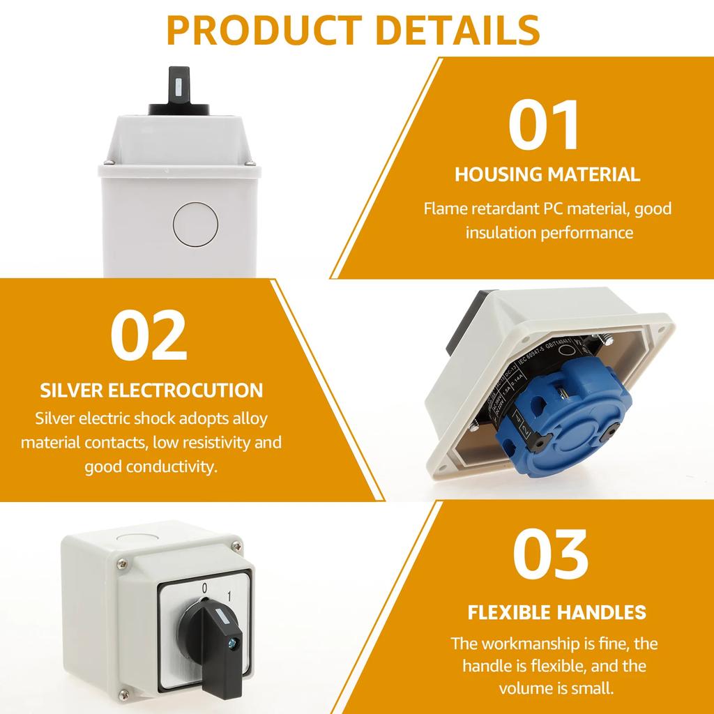 220V Universal Rotary Switch ON OFF 2 Positions with Flame Retardant & Waterproof Exterior Box with Master Switch Exterior Home