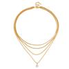 Wanxing European American Stainless Steel 18k Four-layer Stacked Water Drop Zircon Bamboo Pendant Necklace Fashion Simple
