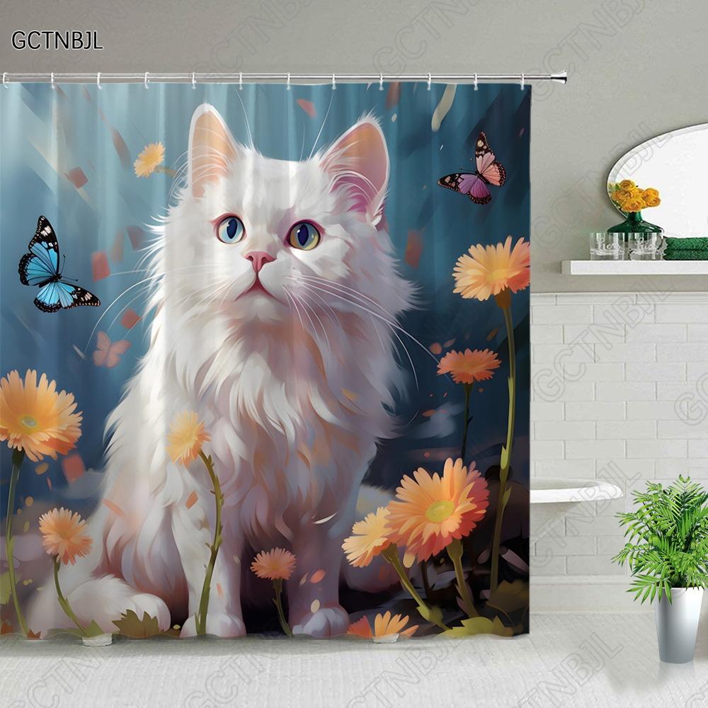 Zwierzę Psa Zasłony Prysznicowe Drukowane w 3D Dekoracja Łazienki Wodoodporna Tkanina Poliestrowa Zasłonka Kąpielowa dla Dzieci Zmywalna Z Haczykami