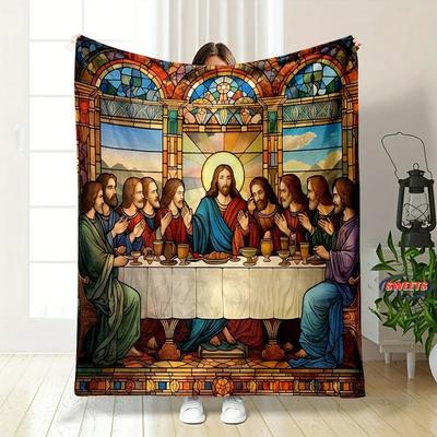 Loving Jesus, Bless Us Soft Flannel Blanket for Bed Bedroom Sofa Picnic, Warm Throw Blanket for Cover Outdoor Leisure Nap Gifts