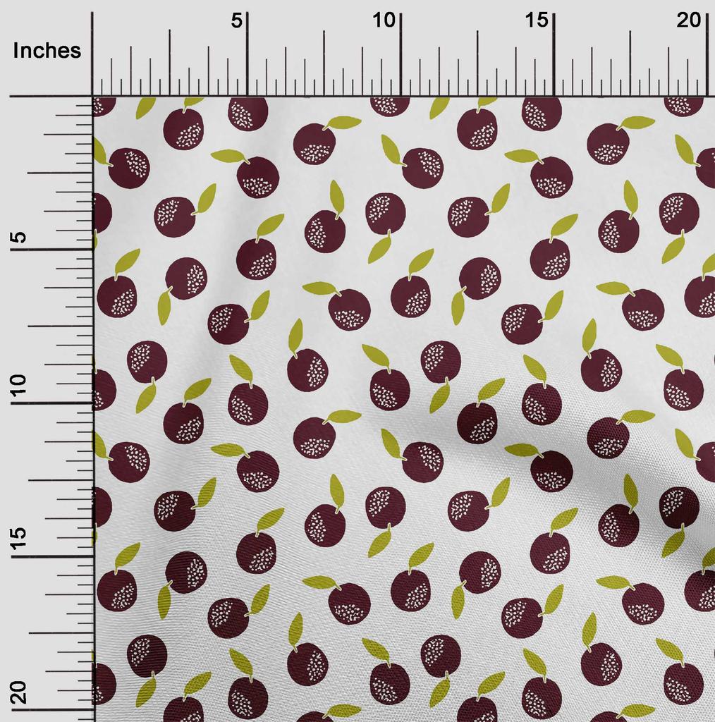 oneOone Cotton Flex Dark Teal Blue Fabric Leaves & Fruit Block Sewing Craft Projects Fabric Prints By Yard 40 Inch