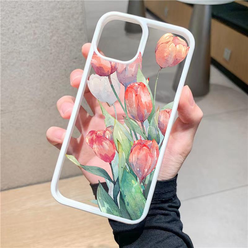 Flower Tulip Printing Phone Case for IPhone 15 Pro Max 11 12 13 14 8 7 Plus SE 2020 X XR XS Shockproof Bumper Cover