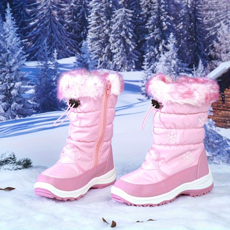 

Детские зимние теплые флисовые сапоги для девочек, маленькие, средние и большие размеры 34 розовый