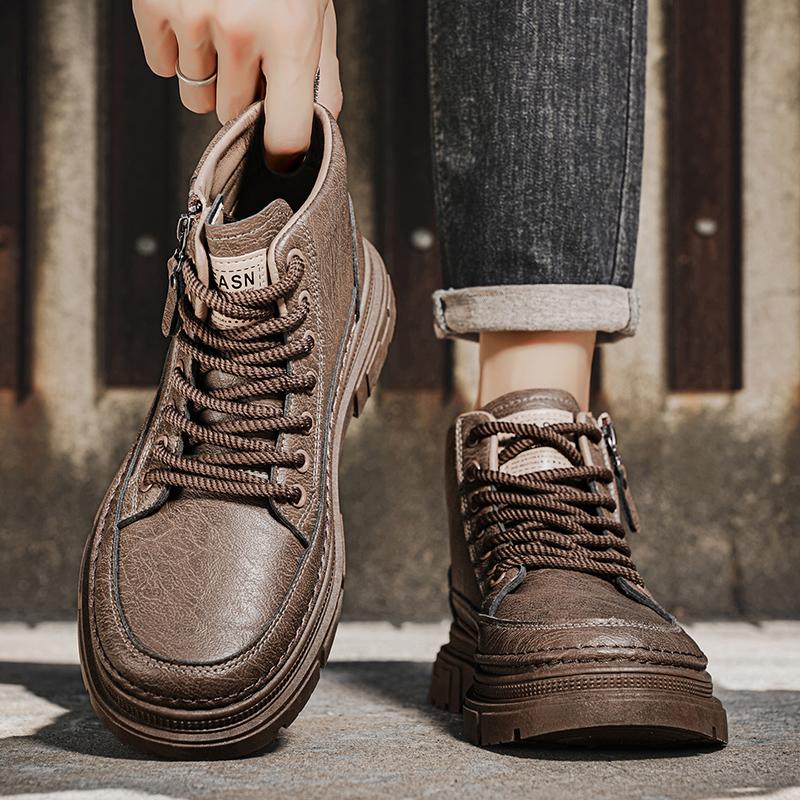 Neue Mode Herbst und Winter Herren High Top Martin Stiefel Studenten Männlich Jungen Trendy Weiche Sohle Arbeitsschuhe Arbeitsschutz Martin Sneakers