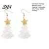 Gift for Her on Christmas 1 Pair Tree Earrings, Glitter Acrylic Star Xmas Shape Cute Earrings Winter Dangle Holiday Festive Jewelry New Year