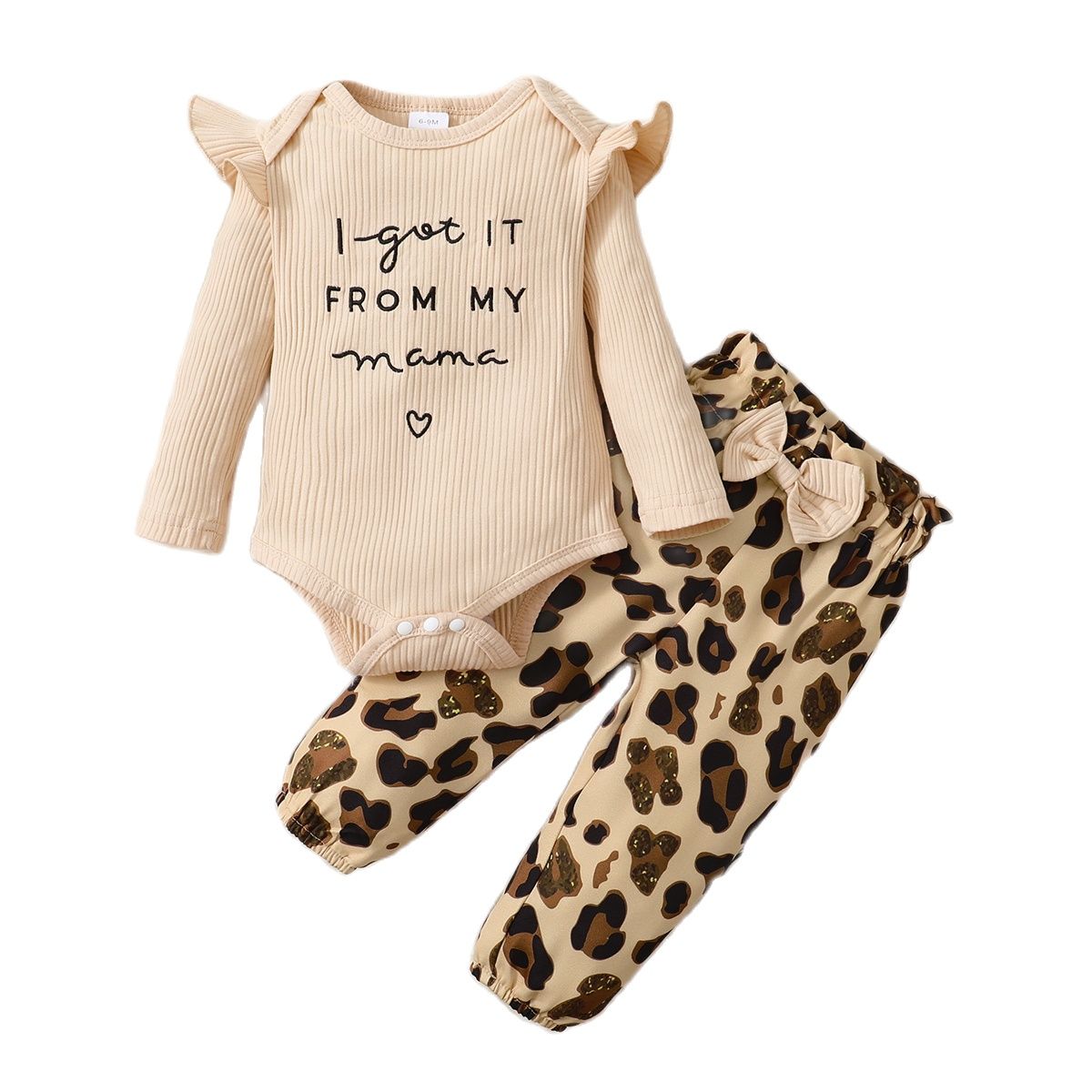 0-18 Months Newborn Baby Girl Clothes Set Long Sleeve Bodysuit+Leopard Pants+Headband 3PCS Fashion Autumn Outfits Toddler Girl 0-3M абрикосовый
