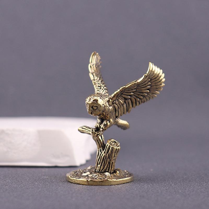 1 Pieza Retro Cobre Animal Mascota de Té Adorno de Escritorio Latón Sólido Antiguo Búho Miniaturas Figuras Decoración del Hogar Manualidades
