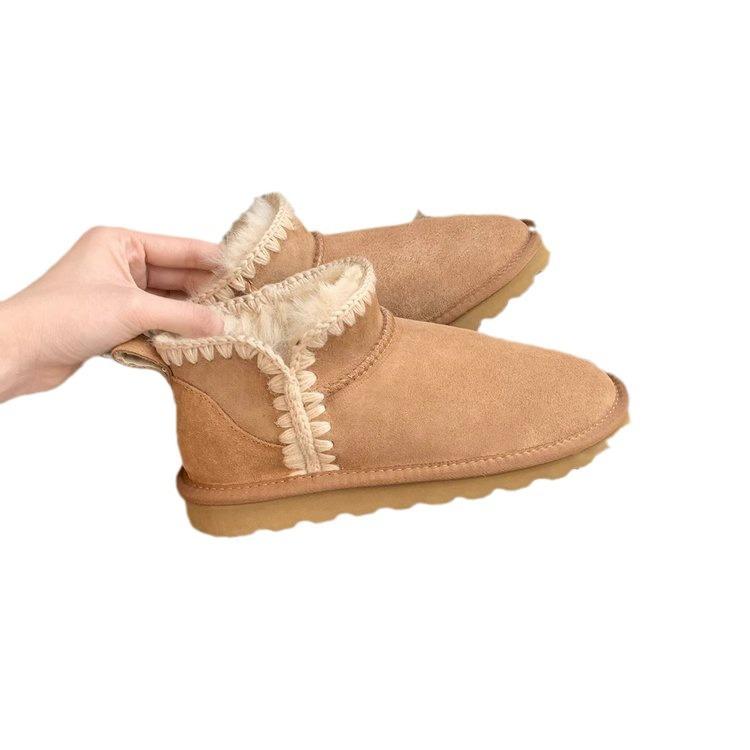 Snow boots women's 2025 new women's shoes winter fur integrated velvet cotton shoes Northeast thickened warm bread shoes