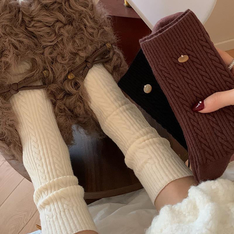 Fleece Knitted Socks for Women, Mid-calf Socks for Autumn and Winter, Thickened and Fleece for Warmth, Rabbit Fleece Long Socks, Pile Socks