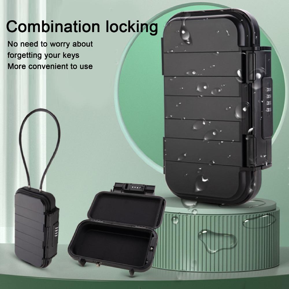 Waterproof Security Case With Removable Chain Safe Box Portable Combination Key Lock Box Beach